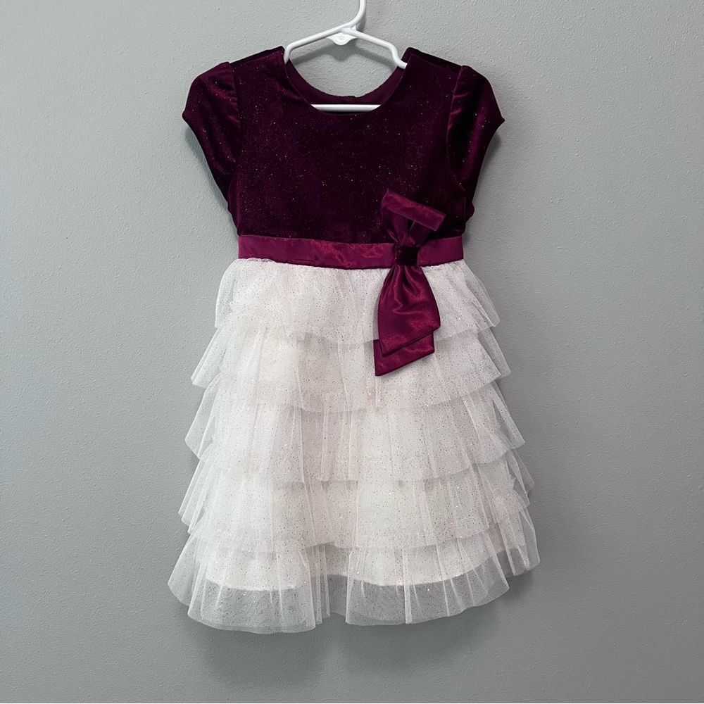 Jona Michelle Burgundy and Sparkle Tulle Dress Size 3T